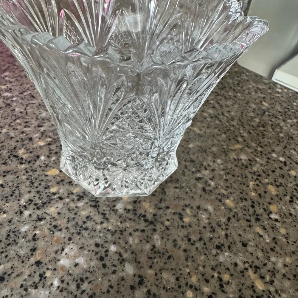 2 Vintage Studio Nova Crystal Mini Vase or Votive Candle Holders with Rose Motif